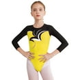 thumbnail image 1 of YiZYiF Kids Girls Rhythmic Gymnastics Jumpsuit Long Sleeve Ballet Dance Leotard Shiny Rhinestones Metallic Bodysuit Yellow 12, 1 of 7