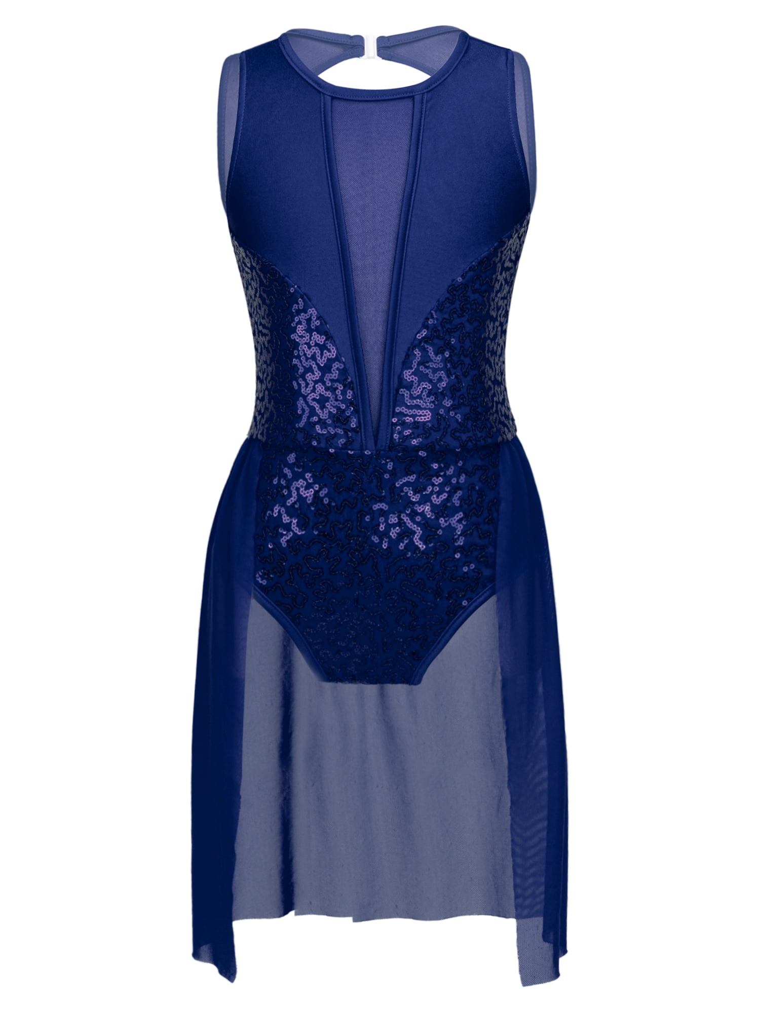 Rswnyirn Women V-Neck Chiffon Lyrical Dance Dresses Ballet Latin Gymnastics Dress White S