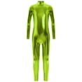 thumbnail image 1 of YiZYiF Kids Girls Shiny Metallic Dance Unitard One Piece Wet Look Bodysuit Long Sleeve Jumpsuit Green XL/150, 1 of 6
