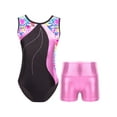 thumbnail image 1 of YiZYiF Kids Girls Shiny Rhinestones Gymnastics Leotard Dance Unitard Biketard with Shorts Gym Suit Zebra 8, 1 of 7