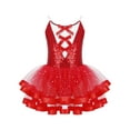 thumbnail image 1 of YiZYiF Kids Girls Sleeveless Adjustable Suspender Party Dress Shiny Sequins Bowknot Front Tutu Mesh Ballet Dance Dress A Red 10, 1 of 7