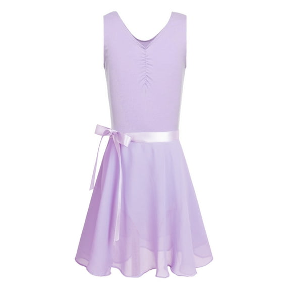 YiZYiF Kids Girls Sleeveless Ballet Dance Gymnastics Leotard with Chiffon Wrap Skirt