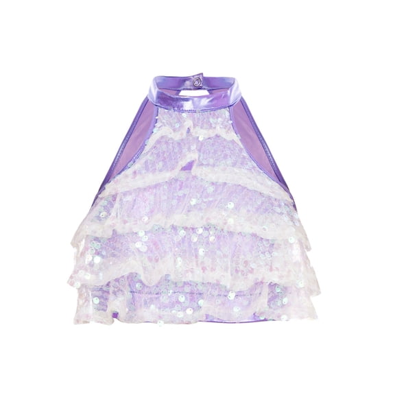 YiZYiF Kids Girls Sleeveless Tiered Shiny Sequins Crop Top Shiny Backless Tank Top for Dance Performance Light Pink 16