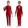 thumbnail image 1 of YiZYiF Kids Girls Sparkle Long Sleeve Full Body Leotard Unitard for Ballet Gymnastics Dance Skating Burgundy 6, 1 of 7