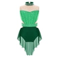 thumbnail image 1 of YiZYiF Girls Sparkly Figure Skating Dress Mesh Skirt Ballet Leotard Lyrical Dance Clothes Dark Green 14, 1 of 6