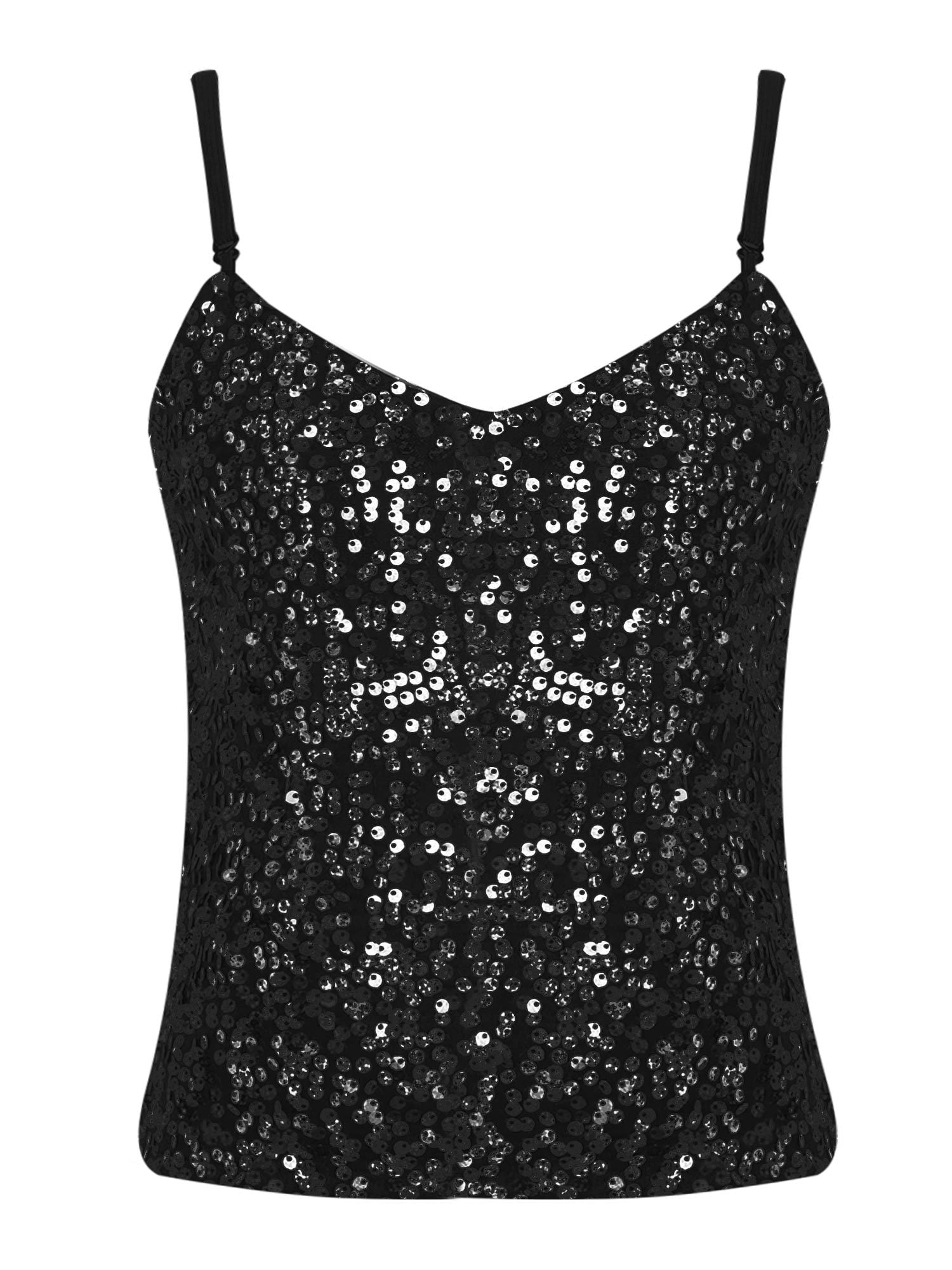 DPOIS Kids Girls Sparkly Sequins Jazz Camisole Tank Top