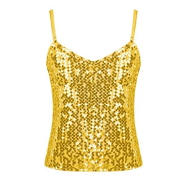 DPOIS Kids Girls Sparkly Sequins Jazz Camisole Tank Top