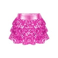 thumbnail image 1 of YiZYiF Kids Girls Sparkly Sequins Dance Skirt Tiered Ruffle Skorts Hip Hop Jazz Performance Costume Hot Pink 16, 1 of 7