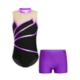 thumbnail image 1 of YiZYiF Kids Girls Sports Suit Sleeveless Leotard with V-front Waistband Shorts Gymnastics Performance Outfit Set Purple 14, 1 of 5