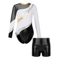 thumbnail image 1 of YiZYiF Kids Girls Tumble Long Sleeve Patchwork Gymnastics Leotard with Shorts 2-piece Dance Sports Outfit White 8, 1 of 7