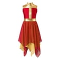 thumbnail image 1 of YiZYiF Kids Girls Worship Dance Tunic Sleeveless Metallic Praise Dance Dress Lyrical Liturgical Dancewear Red 10, 1 of 5