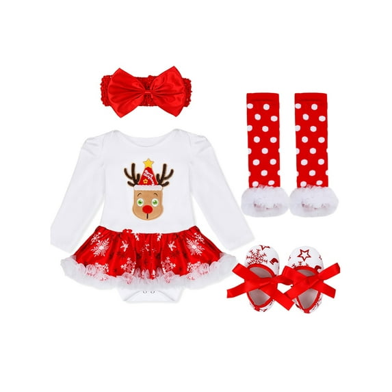 YiZYiF Kids Infant Baby Girls Christmas Party Deer Outfit,Sizes 3-18M
