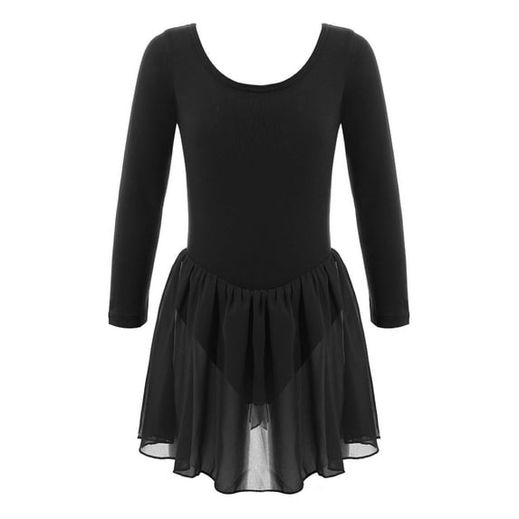 YiZYiF Kids Little Girls Long Sleeve Ballet Dance Dress Gymnastics Skirted Leotard Dancewear
