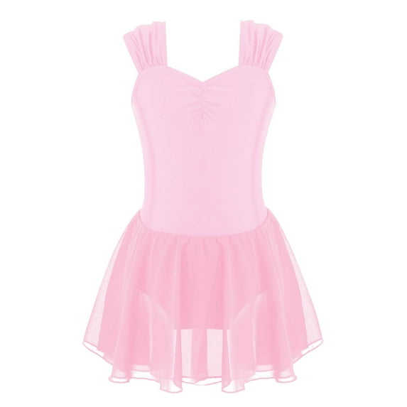 YiZYiF Little Girls Ballet Dance Tutu Dress Solid Color Skirted Leotard Costume