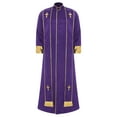 thumbnail image 1 of YiZYiF Men's Clergy Cassock Cosplay Robe Stand Collar Pulpit Priest Vestments Outfits with Stole Purple M, 1 of 4