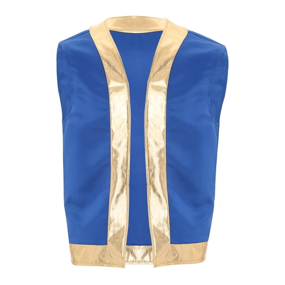 YiZYiF Men's Halloween Toad Costume Open Front Metallic Shiny Waistcoat Cartoon Captain Cosplay Vest Royal Blue L