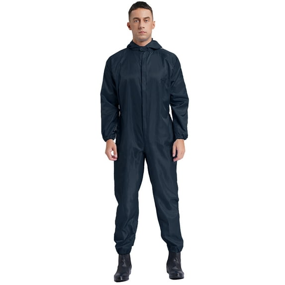 YiZYiF Men's One Piece Work Coveralls Jumpsuit Long Sleeve Zipper Front Mechanics Work Clothes Navy Blue 3XL