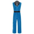 thumbnail image 1 of YiZYiF Men's Retro 70s Outfit Shiny Metallic Plaid Disco Costume Music Star Singer Dance Jumpsuit Blue 3XL, 1 of 4