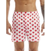 YiZYiF Mens Heart Print Classic Soft Boxer Shorts Loose Sports Lounge Pants