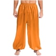 thumbnail image 1 of YiZYiF Mens Satin Belly Dance Harem Pants Loose Fit Trousers Bloomers Arabian Prince Outfits Orange XL, 1 of 7