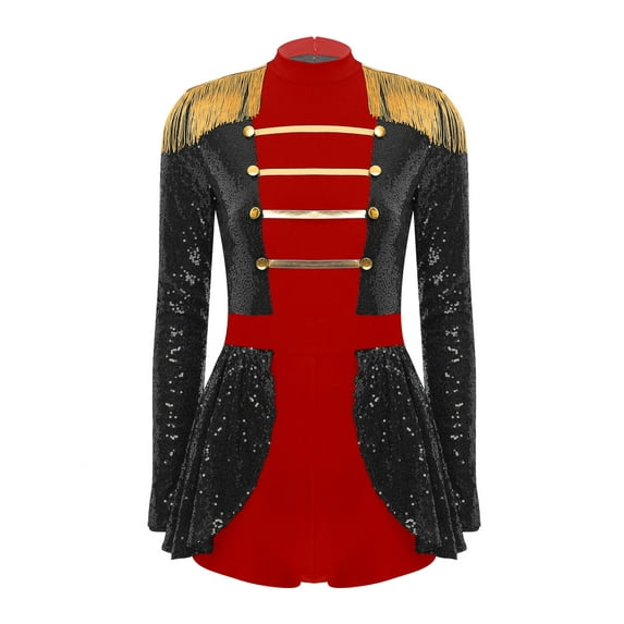 YiZYiF Women Circus Ringmaster Costume Halloween Master Lion Tamer Fancy Dress Bodysuit Outfits Black-A XXL