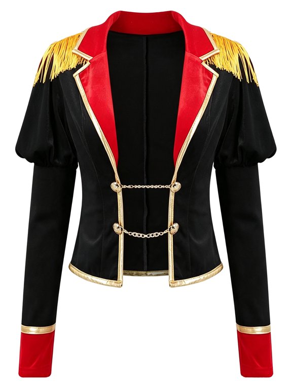 Women Circus Ringmaster Costume Velvet Jacket Black L