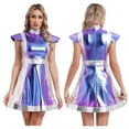 thumbnail image 1 of YiZYiF Women Space Alien Costume Metallic Dance Dress for Halloween Role Play Robot Astronaut Outfit Silver S, 1 of 6
