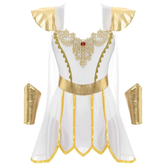 YiZYiF Women's Halloween Ancient Roman Empress Costume Greek God Toga Fancy Dress Mythology Cosplay White-A 3XL
