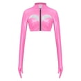 thumbnail image 1 of YiZYiF Women's PU Leather Long Sleeve Crop Top Front Zipper Short Blouse Bolero Shrug Clubwear Hot Pink XL, 1 of 6