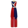 thumbnail image 1 of YiZYiF Women's Praise Dance Outfit Asymmetrical Metallic Dress with Pants Liturgical Worship Costume Red S, 1 of 7