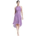thumbnail image 1 of YiZYiF Women's Sleeveless Rhinestone Lyrical Dance Dress Modern Contemporary Dancing Clothes Light Purple XL, 1 of 7