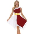 thumbnail image 1 of YiZYiF Womens Asymmetrical Praise Dance Dress Tunic Color Block Liturgical Worship Dance Costume, 1 of 7