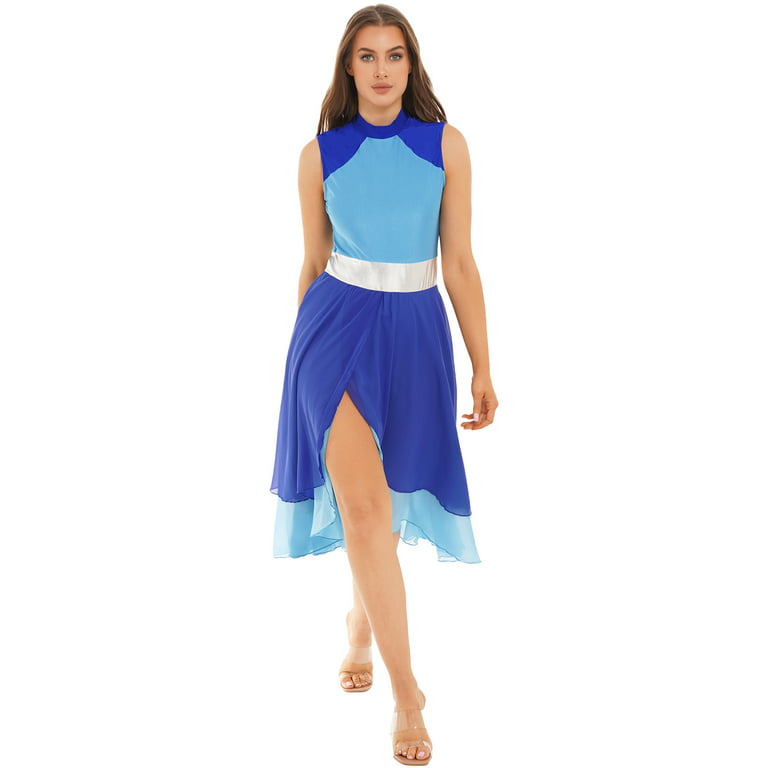 Girls Color Block Asymmetrical Lyrical Contemporary Dance Dress Praise  Tunic