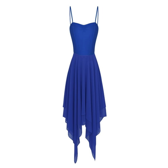 YiZYiF Womens Chiffon Spaghetti Shoulder Straps Lyrical Dance Dress,Sizes S-XXL