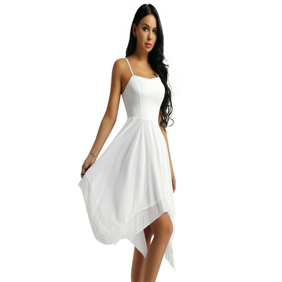 YiZYiF Womens Chiffon Spaghetti Shoulder Straps Lyrical Dance Dress,Sizes S-XXL