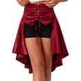 thumbnail image 1 of YiZYiF Womens Gothic Medieval Steampunk Satiny Pirate Skirt Lace-up Tiered Ruffled High Low Skirts Red M, 1 of 7
