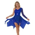 thumbnail image 1 of YiZYiF Womens High Low Lyrical Ballet Dance Leotard Dress for Stage Performance Blue-a M, 1 of 6