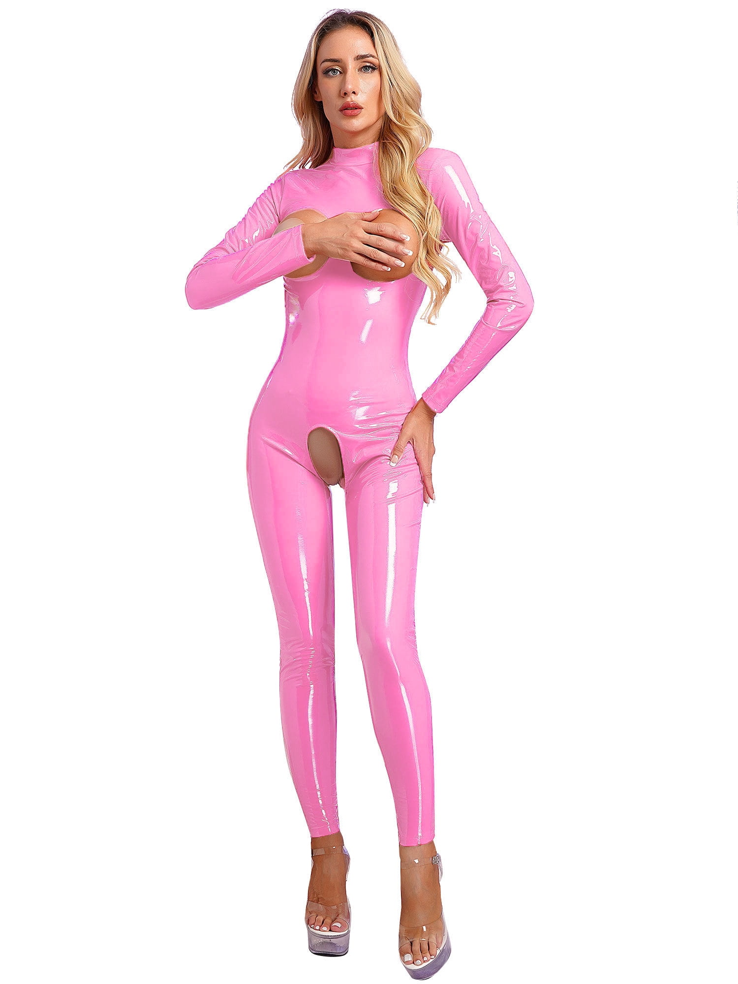 Body Suit Cupless Crotchless Lingerie Femme PVC Latex Catsuit Women Costume  (Color : F, Size : Small) : : Clothing, Shoes & Accessories