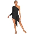 thumbnail image 1 of YiZYiF Womens Latin Dance Dress One Shoulder Belted Asymmetric Hem Dress for Ballroom Tango Cha-Cha Performance Black S, 1 of 7
