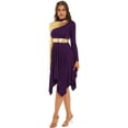 thumbnail image 1 of YiZYiF Womens Long Sleeve Praise Liturgical Dancewear Tunic Asymmetric Hem Lyrical Dance Dress, 1 of 7