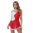 thumbnail image 1 of YiZYiF Womens Long Sleeve Skirted Ballet Dance Gymnastic Leotard Shiny Figure Skating Dress, 1 of 7