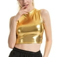 thumbnail image 1 of YiZYiF Womens Metallic Sleeveless Crop Top Clubwear Casual Glossy Vest Tops, 1 of 6