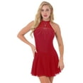 thumbnail image 1 of YiZYiF Womens Shiny Rhinestone Skating Dance Dress Halter Neck Skating Leotard Dress, 1 of 6
