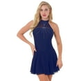thumbnail image 1 of YiZYiF Womens Shiny Rhinestone Skating Dance Dress Halter Neck Skating Leotard Dress, 1 of 6