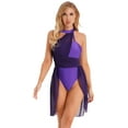 thumbnail image 1 of YiZYiF Womens Single Shoulder Strap Dance Leotard Dress Mesh Split Lyrical Dancewear, 1 of 7