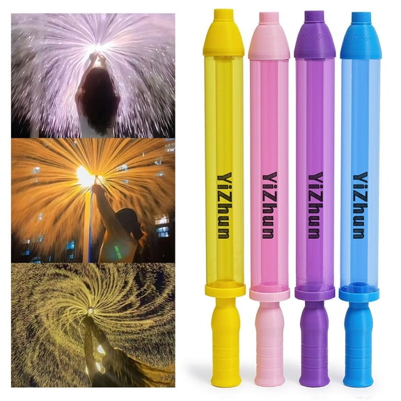 YiZhun Fireworks Water Gun 4 Pack - Magic Sparkle Water Spray Toy Suitable for Parties, Water Festivals, Family Gatherings, Beach & Pool Parties - Safe Splash Fun (4 Colors)