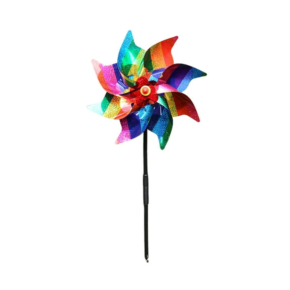 YiaNXan 1 Pack Windmills Wind Spinners for Outdoor, Extra Sparkly Reflective Pinwheels with Stakes for Garden Lawn Yard Balcony Bird and Animal Deterrent, Multicolor