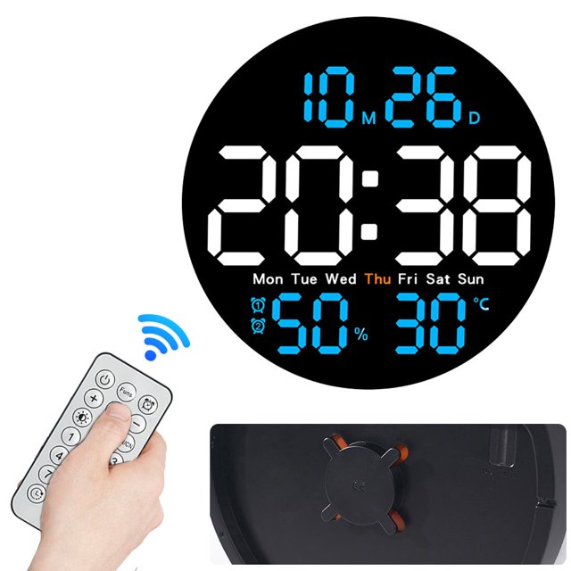 YiaNXan 10 Inch Humidity Temperature Calendar Wall Clock Remote Control