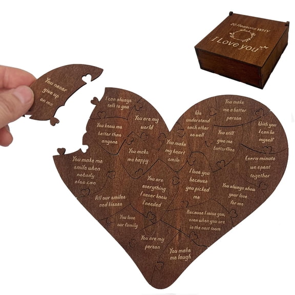 YiaNXan 20 Reasons Why I Love You Heart Puzzle with Gift Box, Romantic Heart Puzzle for Valentines Day Gifts for Him, Girlfriend, Boyfriend, Husband, Wife