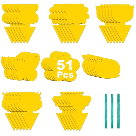 YiaNXan 48 Pack Flying Insect Traps with Cable ip Tie, Yellow Sticky Traps for Plants, Indoor Outdoor Flying Bug Catcher for Pots, Garden & Kitchen